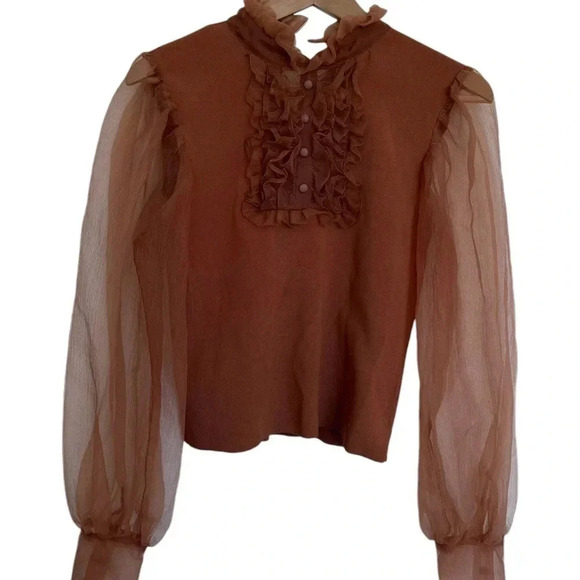 Zara Tops - NWOT Zara organza ruffle details puff  sleeves top